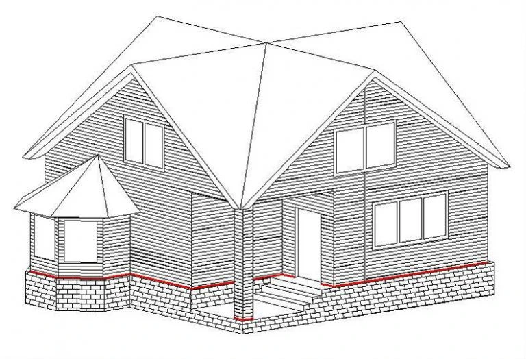 Фото 3. Расположение стартовой планки на фасаде дома